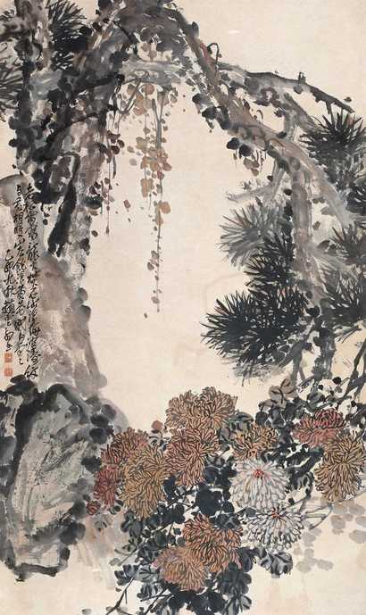 赵云壑 1915年作 松菊图 立轴